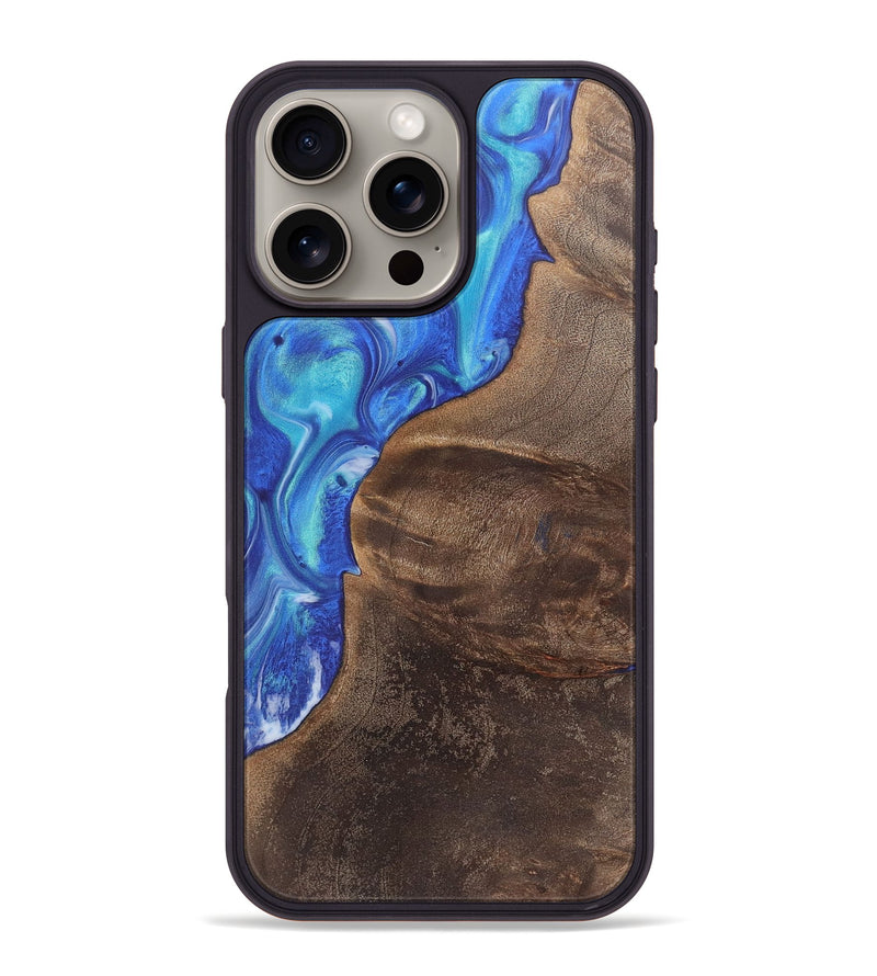 iPhone 16 Pro Max Wood+Resin Phone Case - Kerry (Blue, 718505)