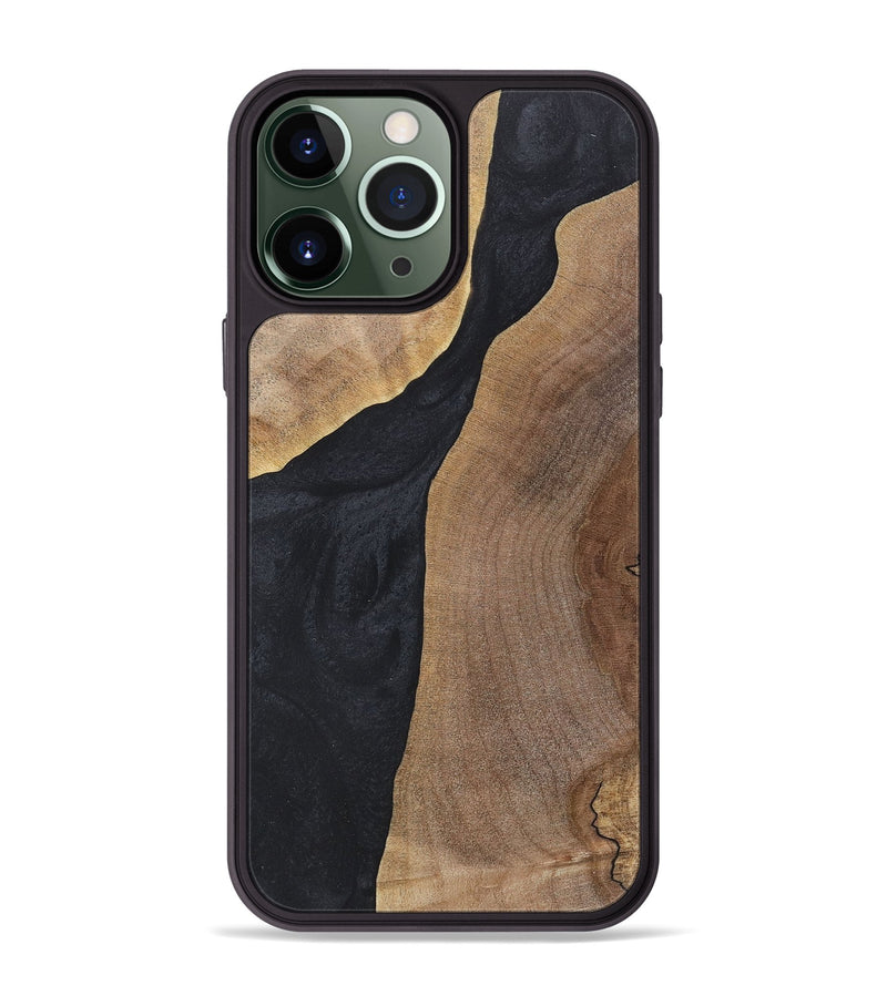 iPhone 13 Pro Max Wood+Resin Phone Case - Bianca (Pure Black, 718608)