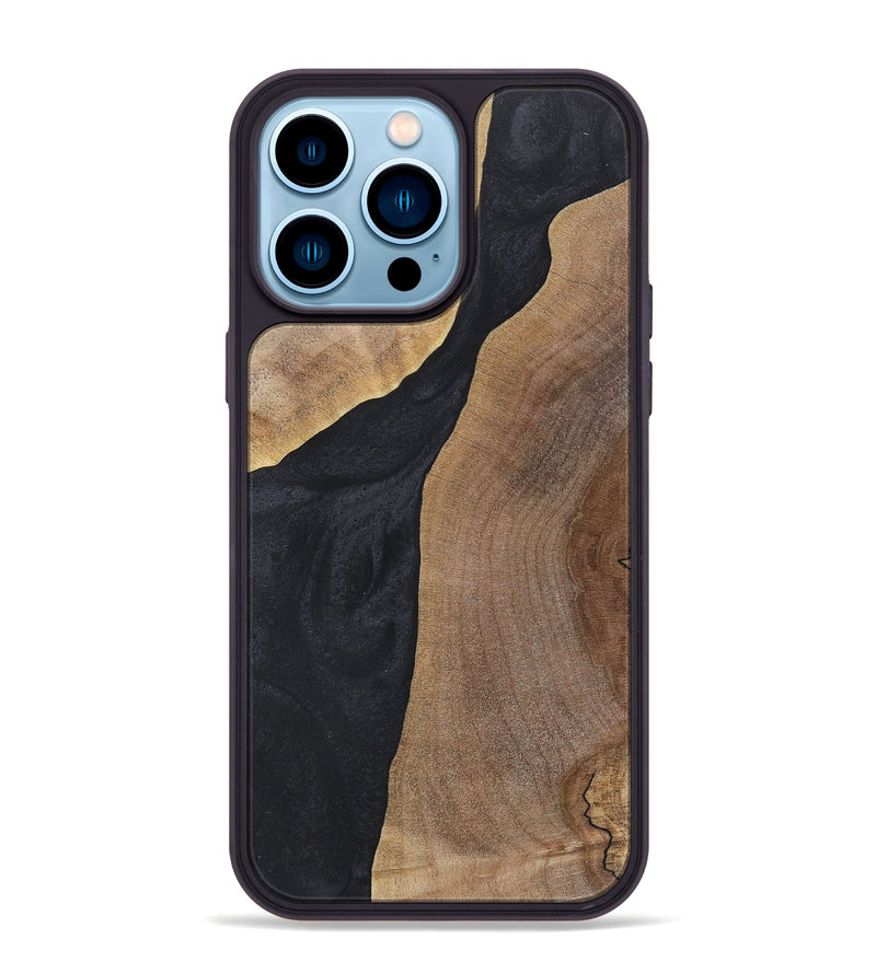 iPhone 14 Pro Max Wood+Resin Phone Case - Bianca (Pure Black, 718608)