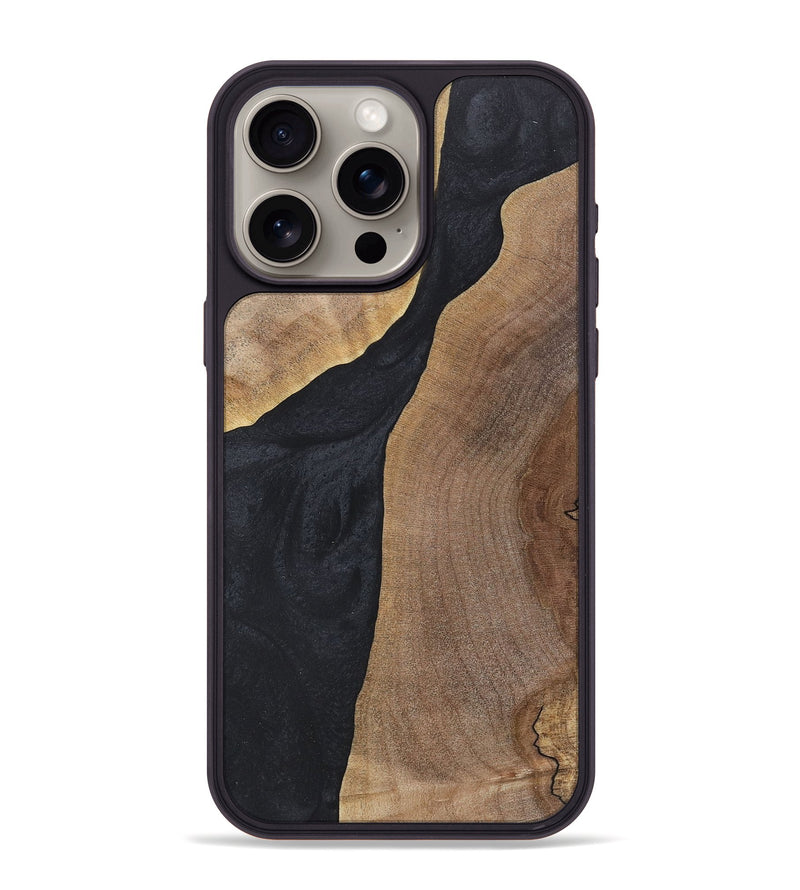 iPhone 15 Pro Max Wood+Resin Phone Case - Bianca (Pure Black, 718608)