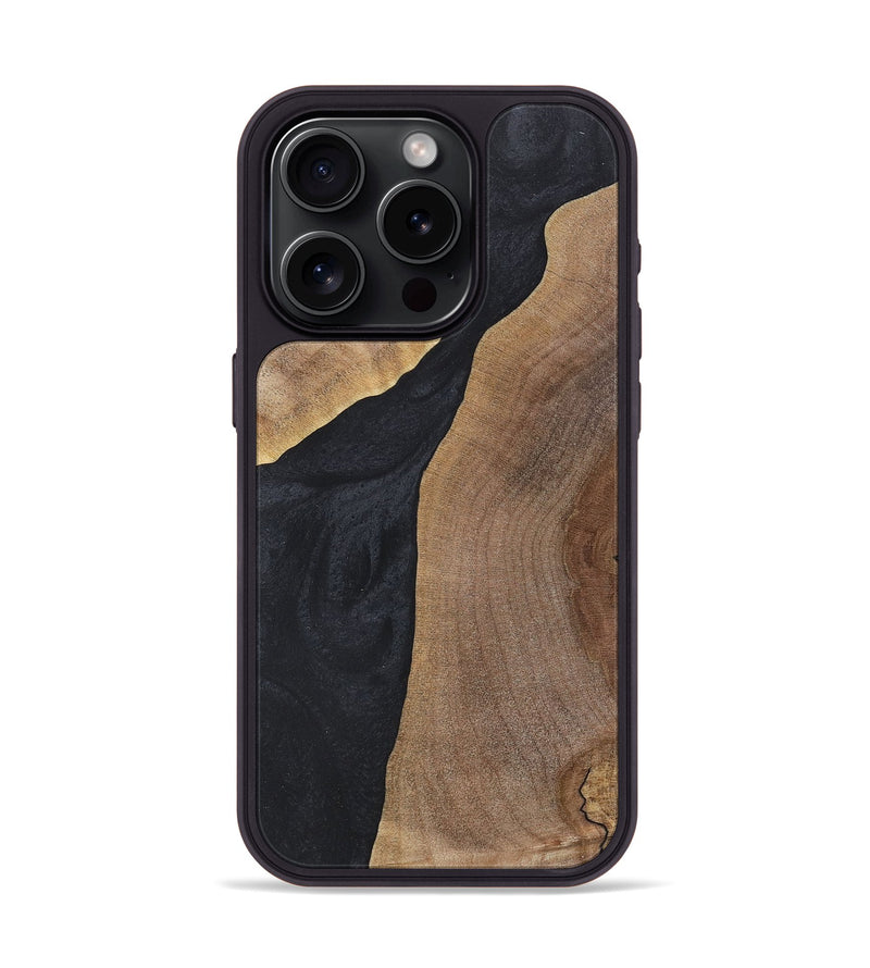 iPhone 15 Pro Wood+Resin Phone Case - Bianca (Pure Black, 718608)