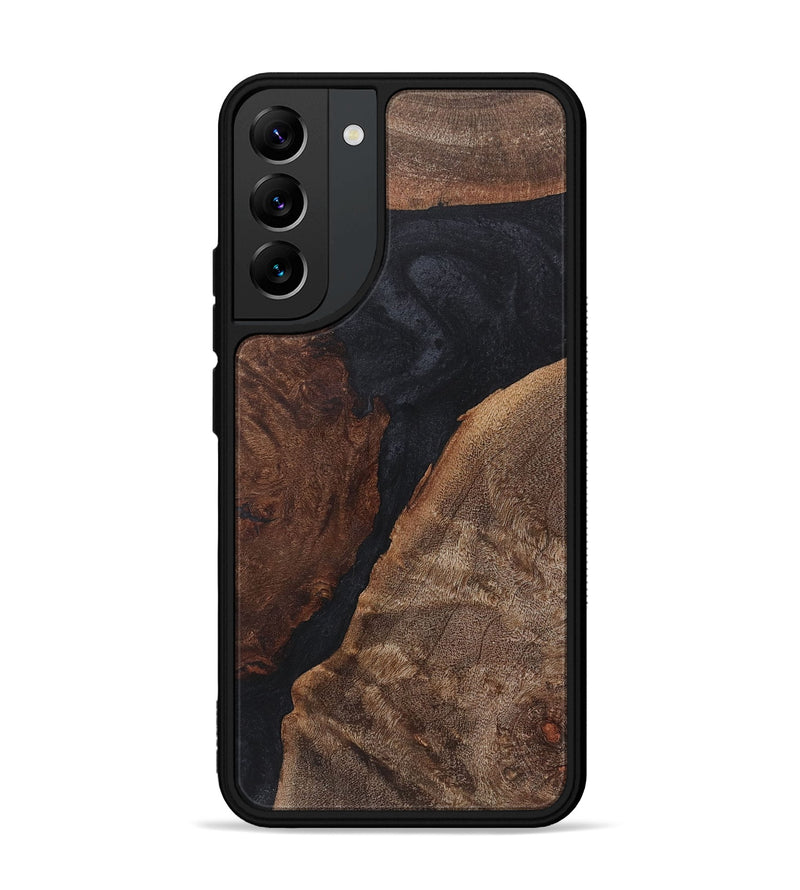 Galaxy S22 Plus Wood+Resin Phone Case - Mandy (Pure Black, 718609)