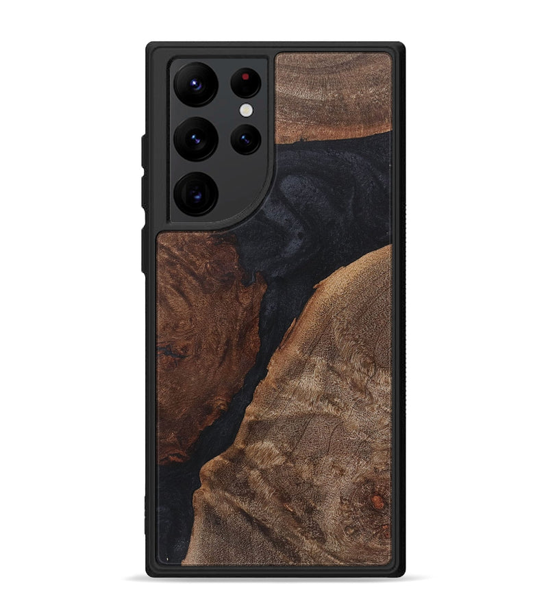 Galaxy S22 Ultra Wood+Resin Phone Case - Mandy (Pure Black, 718609)