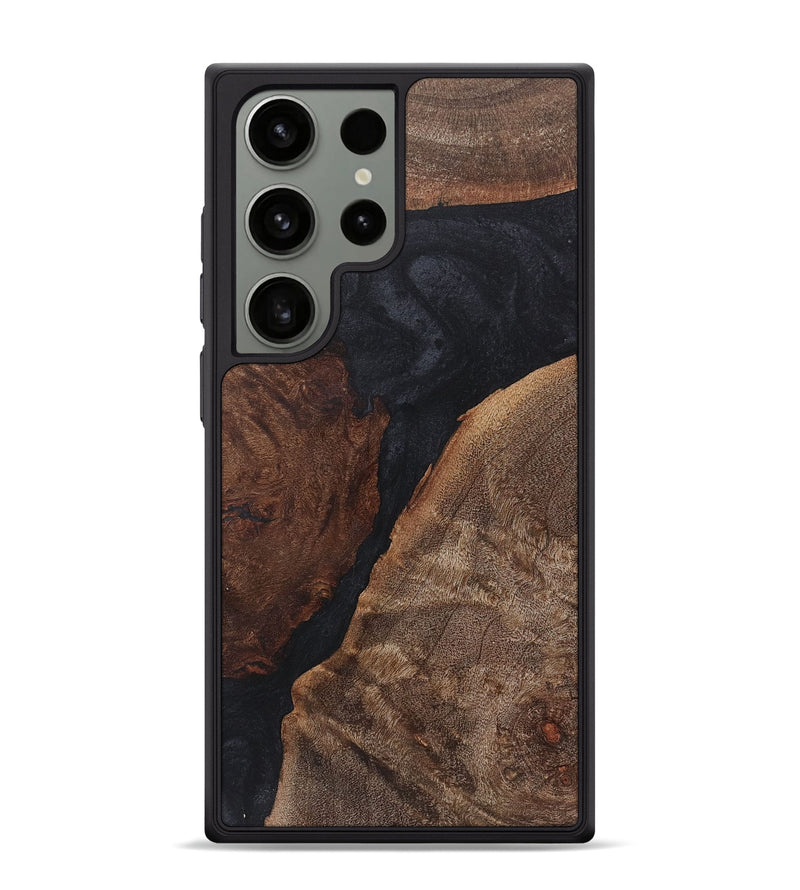 Galaxy S24 Ultra Wood+Resin Phone Case - Mandy (Pure Black, 718609)