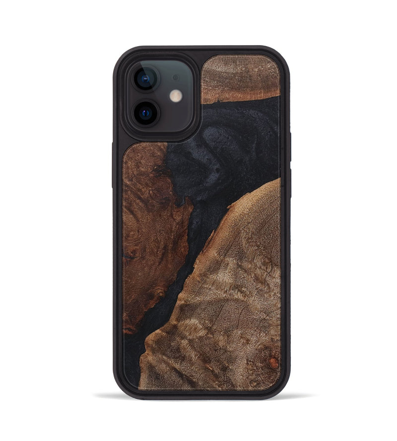 iPhone 12 Wood+Resin Phone Case - Mandy (Pure Black, 718609)