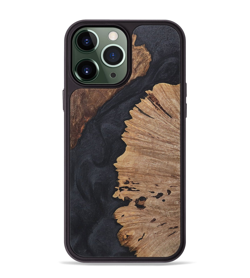 iPhone 13 Pro Max Wood+Resin Phone Case - Adrienne (Pure Black, 718610)