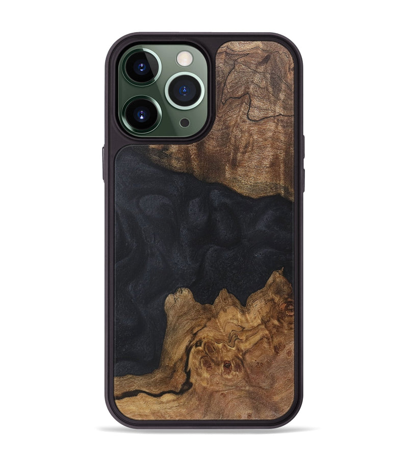 iPhone 13 Pro Max Wood+Resin Phone Case - Forrest (Pure Black, 718611)