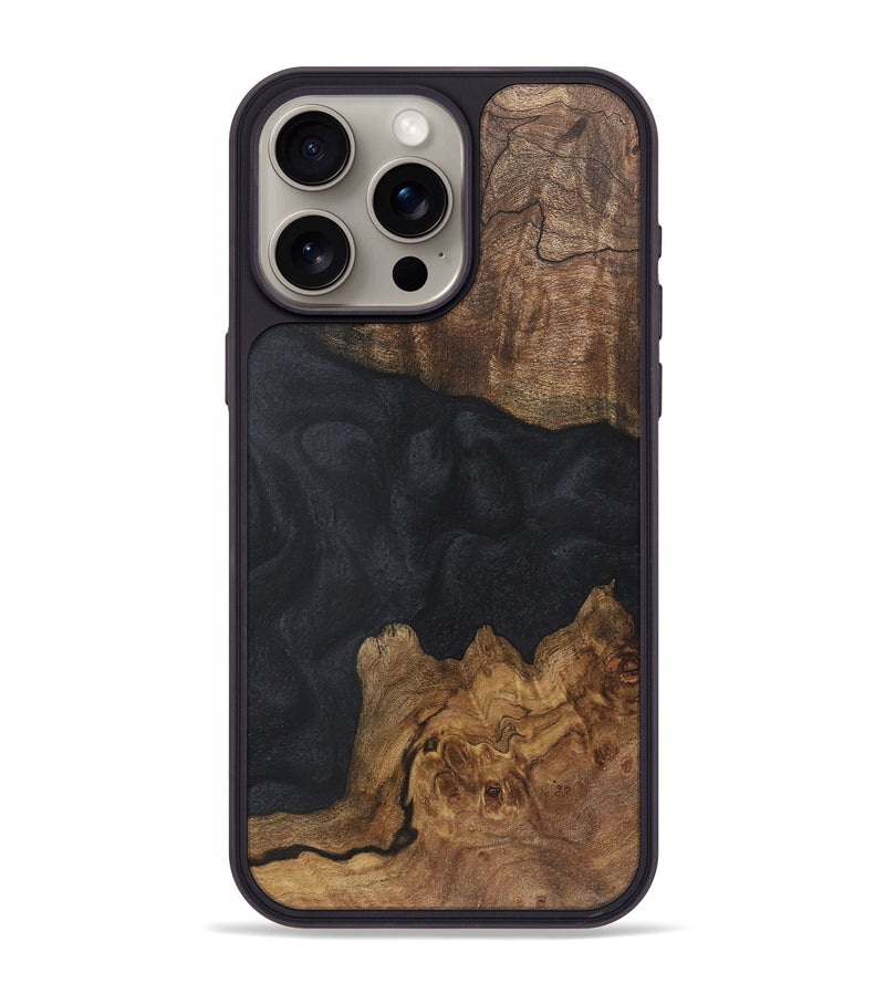 iPhone 15 Pro Max Wood+Resin Phone Case - Forrest (Pure Black, 718611)