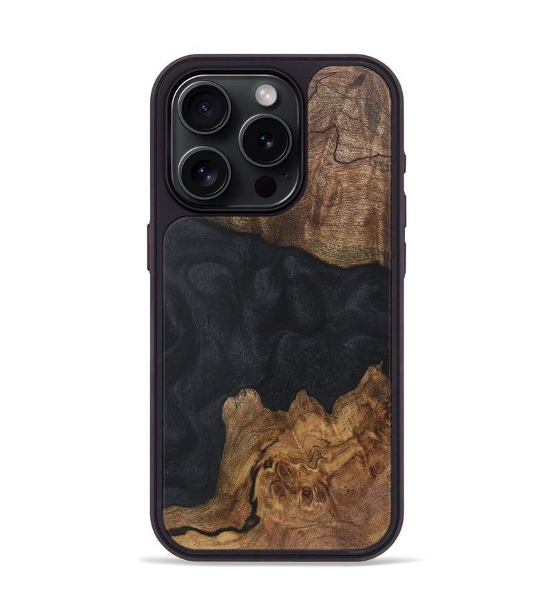 iPhone 15 Pro Wood+Resin Phone Case - Forrest (Pure Black, 718611)