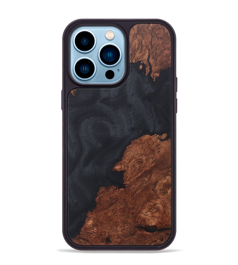 iPhone 14 Pro Max Wood+Resin Phone Case - Fabian (Pure Black, 718612)