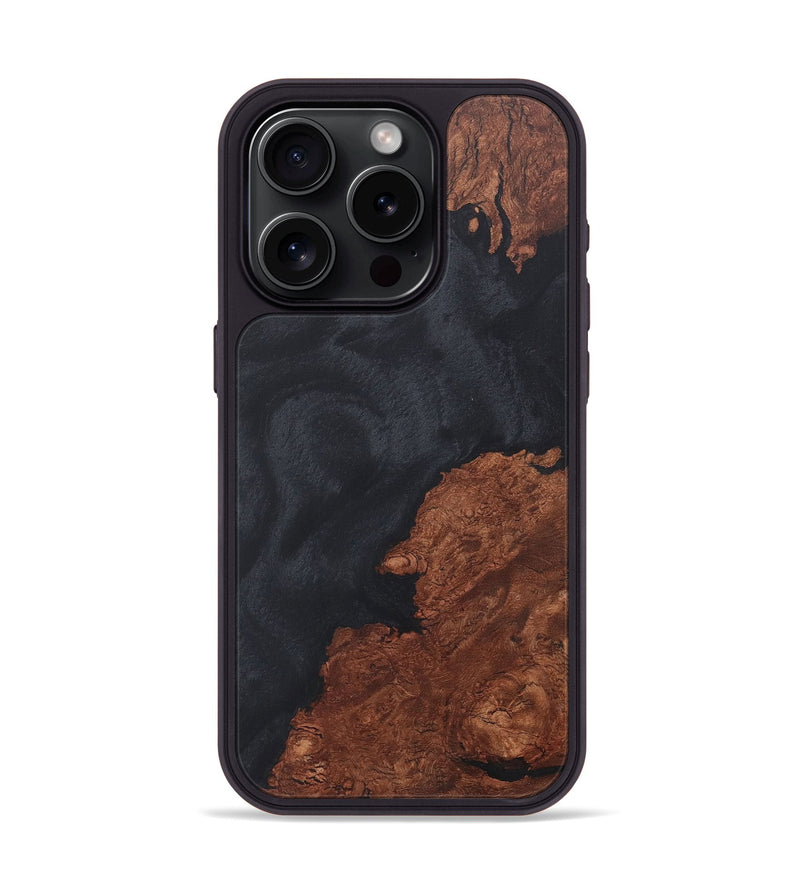 iPhone 15 Pro Wood+Resin Phone Case - Fabian (Pure Black, 718612)