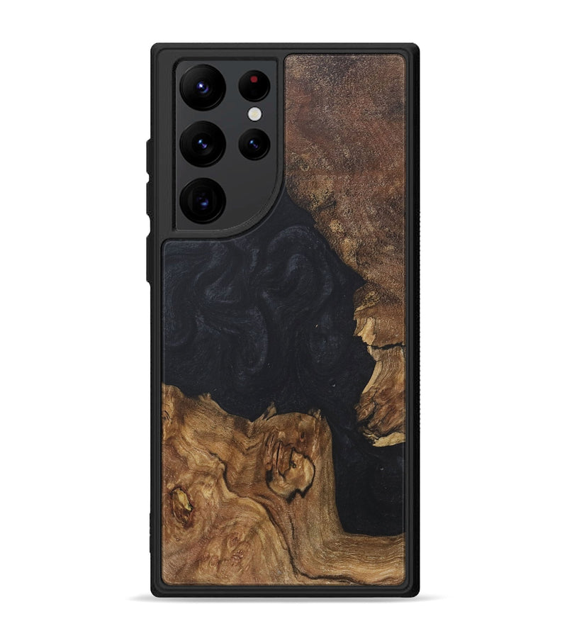 Galaxy S22 Ultra Wood+Resin Phone Case - Salvatore (Pure Black, 718613)