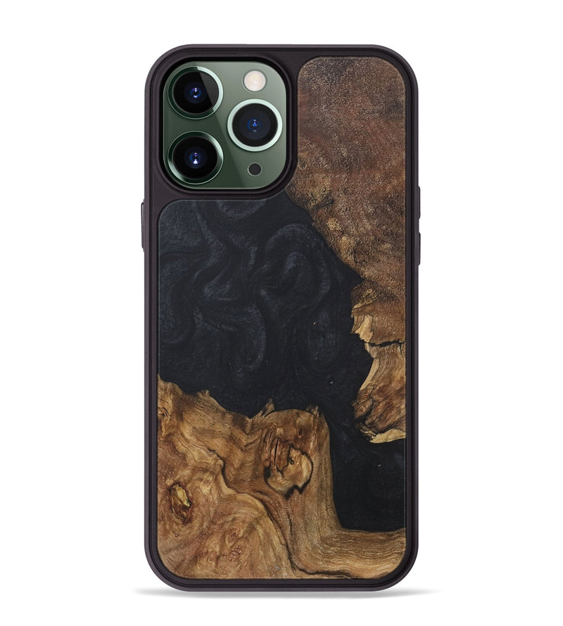 iPhone 13 Pro Max Wood+Resin Phone Case - Salvatore (Pure Black, 718613)