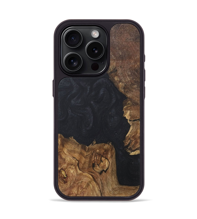 iPhone 15 Pro Wood+Resin Phone Case - Salvatore (Pure Black, 718613)