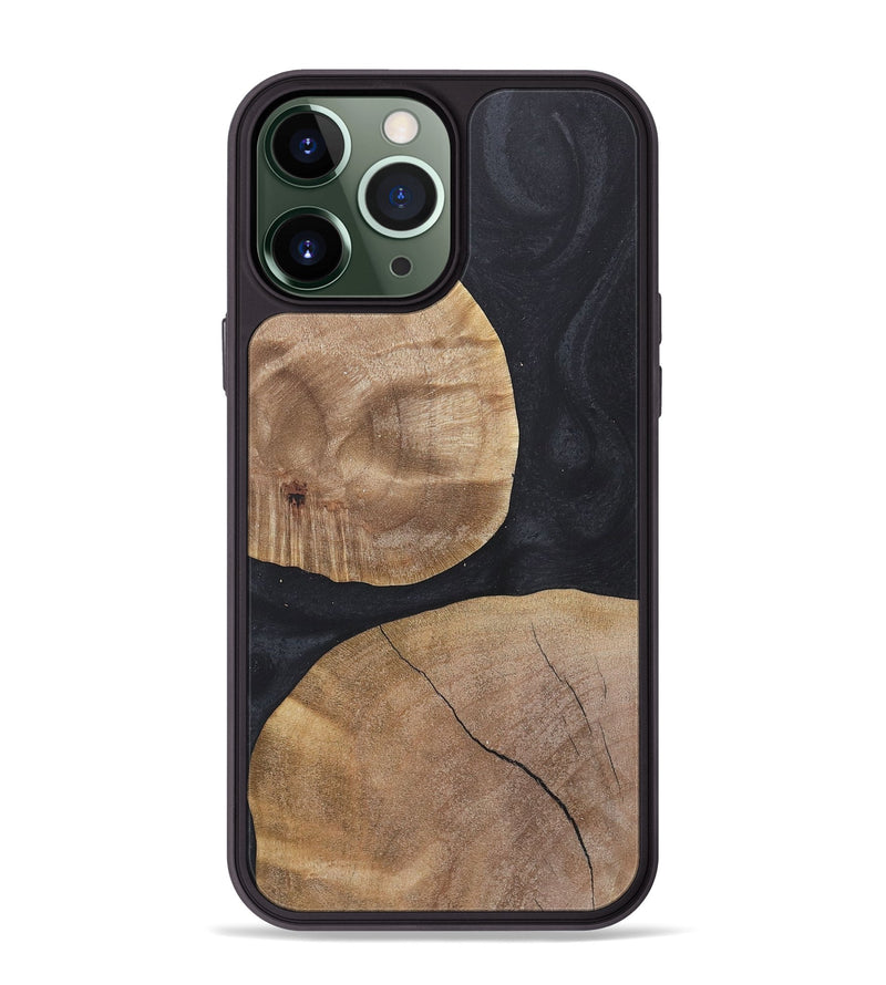 iPhone 13 Pro Max Wood+Resin Phone Case - Stella (Pure Black, 718615)