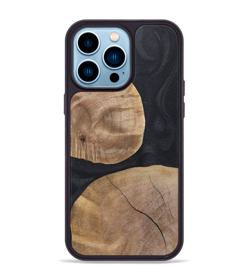 iPhone 14 Pro Max Wood+Resin Phone Case - Stella (Pure Black, 718615)