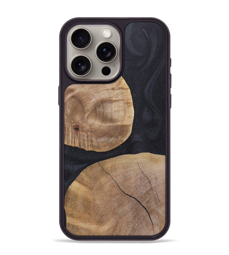 iPhone 15 Pro Max Wood+Resin Phone Case - Stella (Pure Black, 718615)