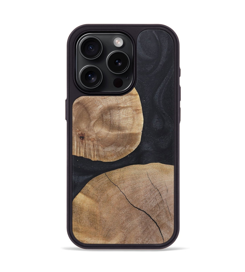 iPhone 15 Pro Wood+Resin Phone Case - Stella (Pure Black, 718615)