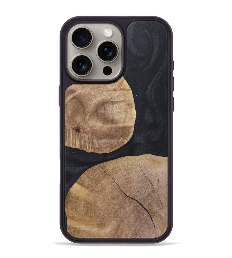 iPhone 16 Pro Max Wood+Resin Phone Case - Stella (Pure Black, 718615)