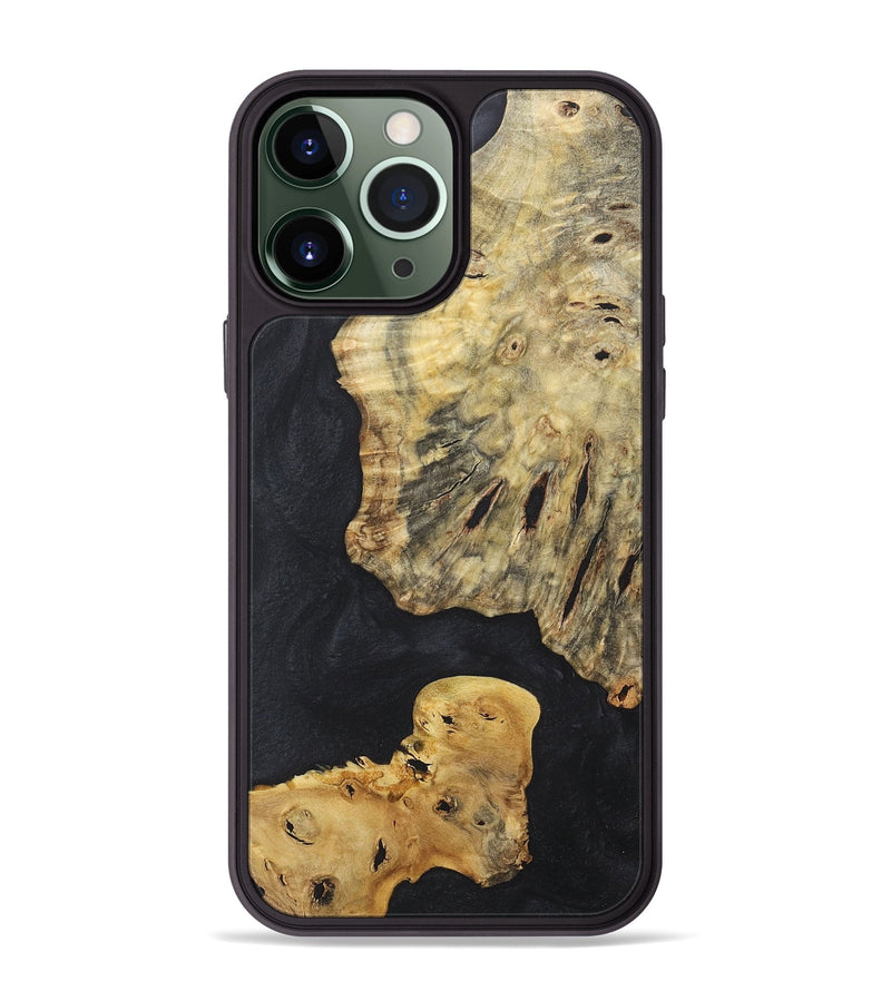 iPhone 13 Pro Max Wood+Resin Phone Case - Craig (Pure Black, 718616)