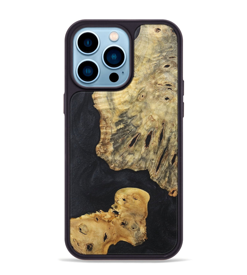 iPhone 14 Pro Max Wood+Resin Phone Case - Craig (Pure Black, 718616)