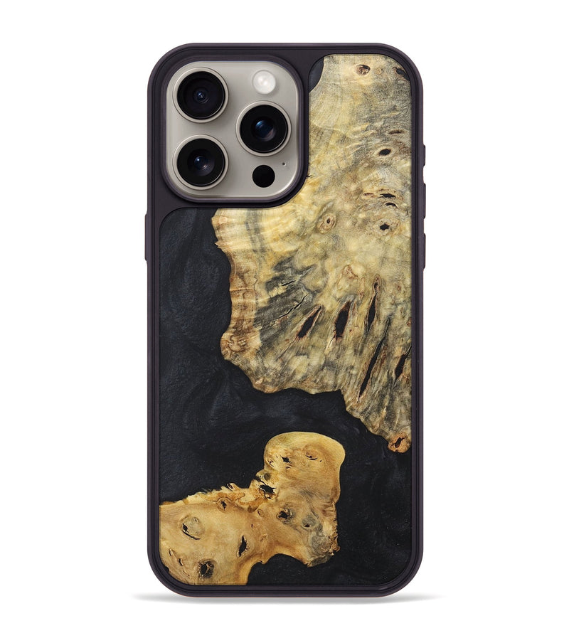 iPhone 15 Pro Max Wood+Resin Phone Case - Craig (Pure Black, 718616)