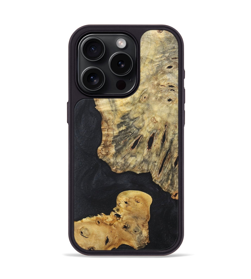 iPhone 15 Pro Wood+Resin Phone Case - Craig (Pure Black, 718616)