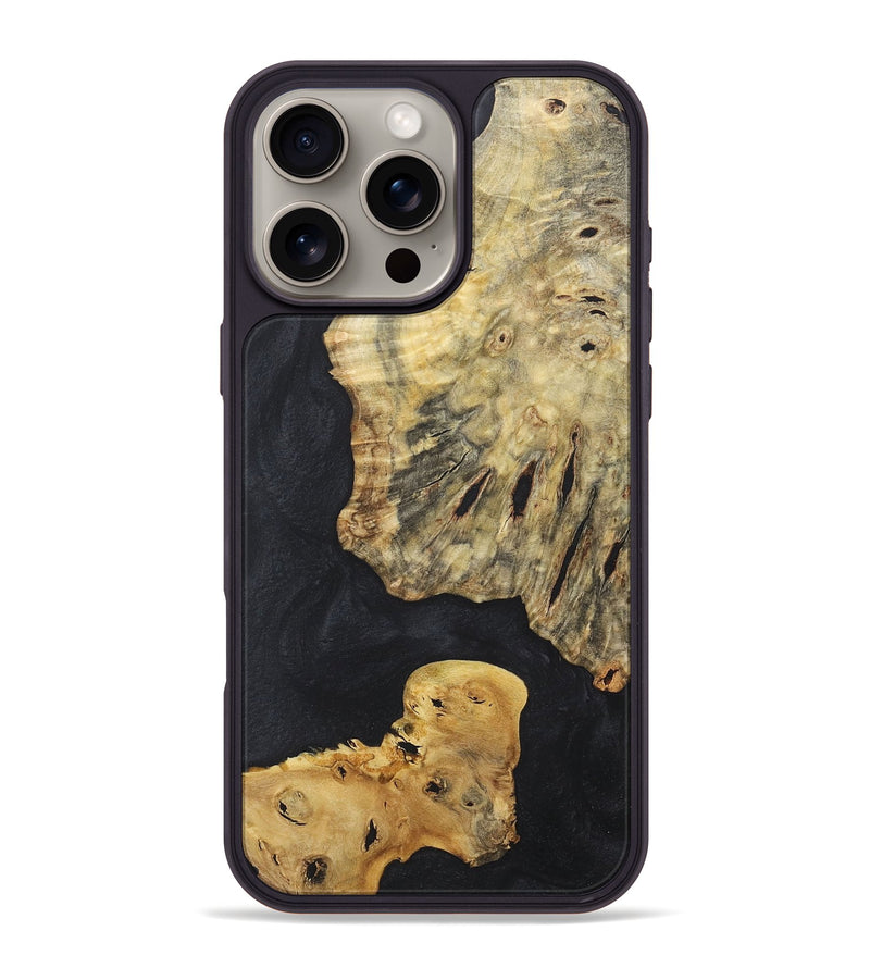 iPhone 16 Pro Max Wood+Resin Phone Case - Craig (Pure Black, 718616)