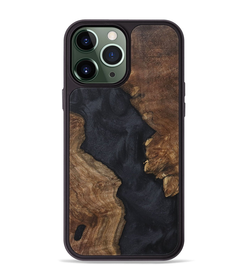 iPhone 13 Pro Max Wood+Resin Phone Case - Jayla (Pure Black, 718619)