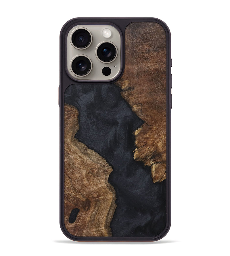 iPhone 15 Pro Max Wood+Resin Phone Case - Jayla (Pure Black, 718619)