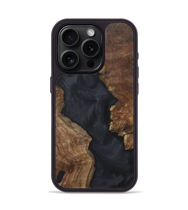 iPhone 15 Pro Wood+Resin Phone Case - Jayla (Pure Black, 718619)