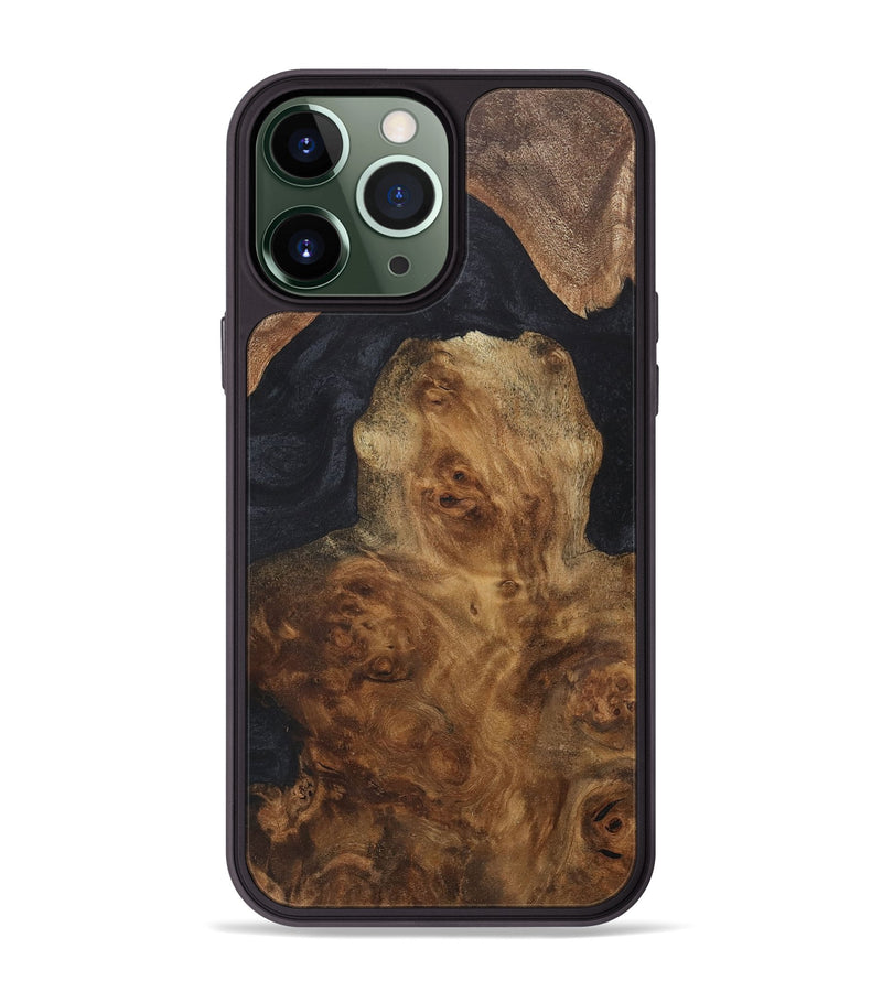 iPhone 13 Pro Max Wood+Resin Phone Case - Daniel (Pure Black, 718620)