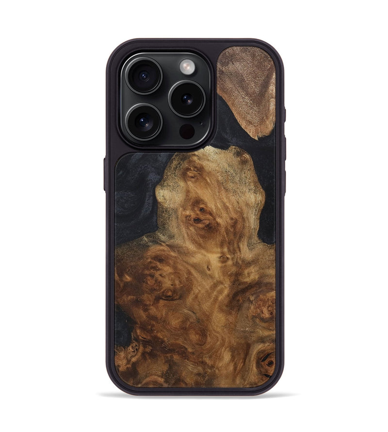 iPhone 15 Pro Wood+Resin Phone Case - Daniel (Pure Black, 718620)