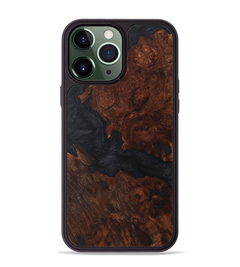 iPhone 13 Pro Max Wood+Resin Phone Case - Ariana (Pure Black, 718621)