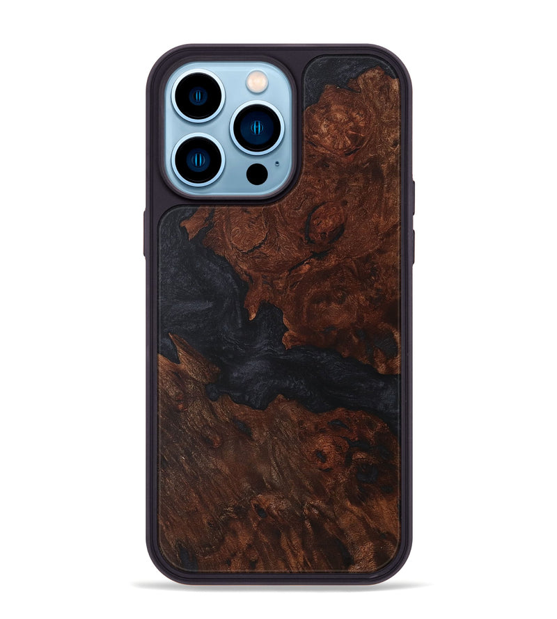 iPhone 14 Pro Max Wood+Resin Phone Case - Ariana (Pure Black, 718621)