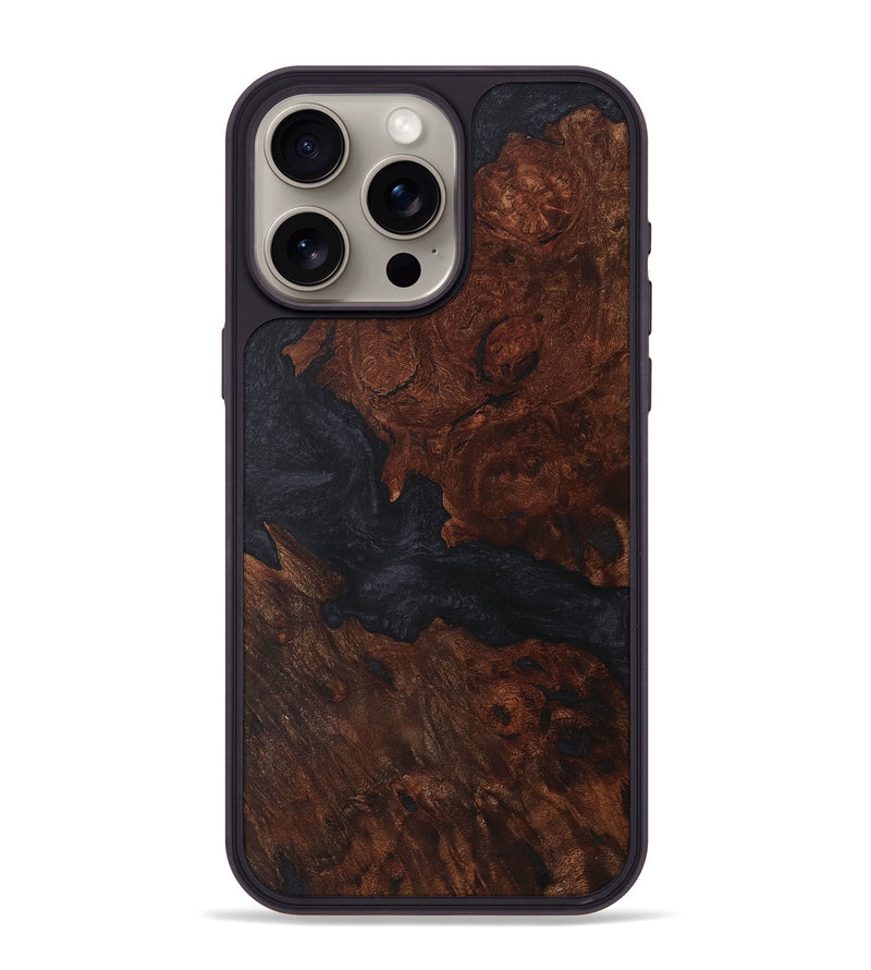 iPhone 15 Pro Max Wood+Resin Phone Case - Ariana (Pure Black, 718621)