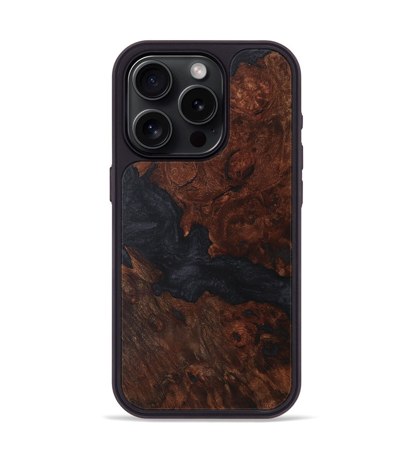 iPhone 15 Pro Wood+Resin Phone Case - Ariana (Pure Black, 718621)