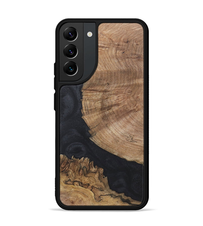 Galaxy S22 Plus Wood+Resin Phone Case - Leilani (Pure Black, 718622)