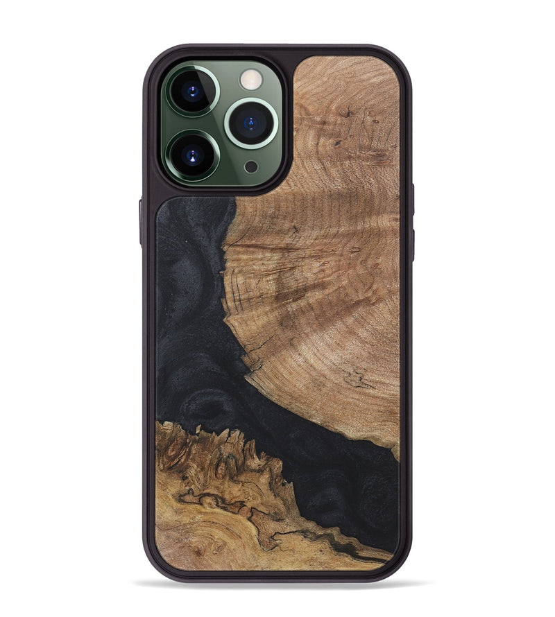 iPhone 13 Pro Max Wood+Resin Phone Case - Leilani (Pure Black, 718622)