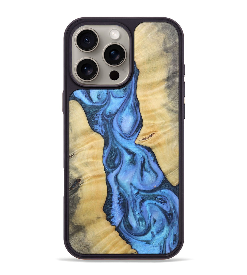 iPhone 16 Pro Max Wood+Resin Phone Case - Leo (Blue, 718626)