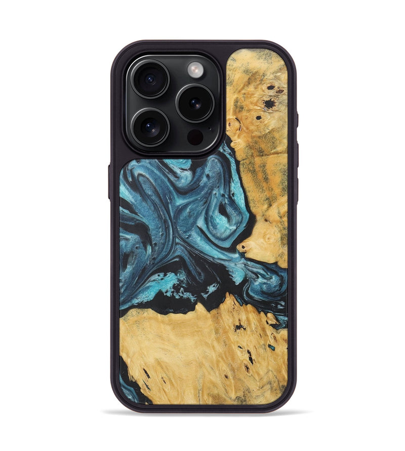 iPhone 15 Pro Wood+Resin Phone Case - Terence (Blue, 718629)