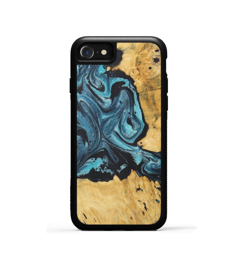 iPhone SE Wood+Resin Phone Case - Terence (Blue, 718629)