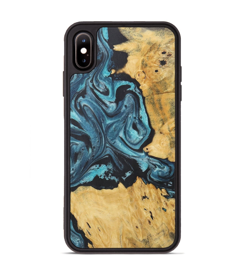 iPhone Xs Max Wood+Resin Phone Case - Terence (Blue, 718629)