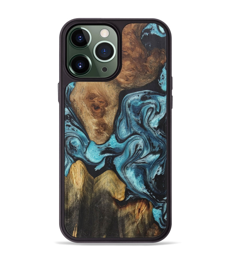 iPhone 13 Pro Max Wood+Resin Phone Case - Holden (Blue, 718630)