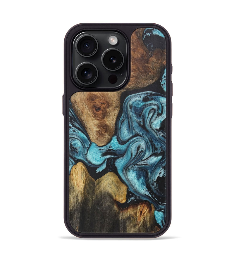 iPhone 15 Pro Wood+Resin Phone Case - Holden (Blue, 718630)