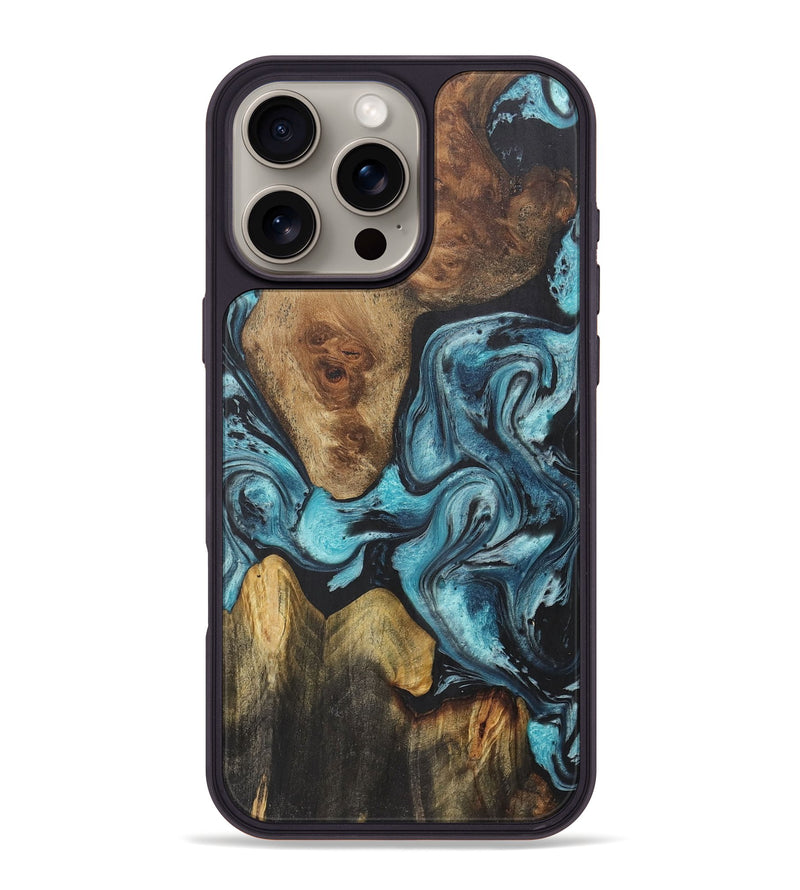 iPhone 16 Pro Max Wood+Resin Phone Case - Holden (Blue, 718630)