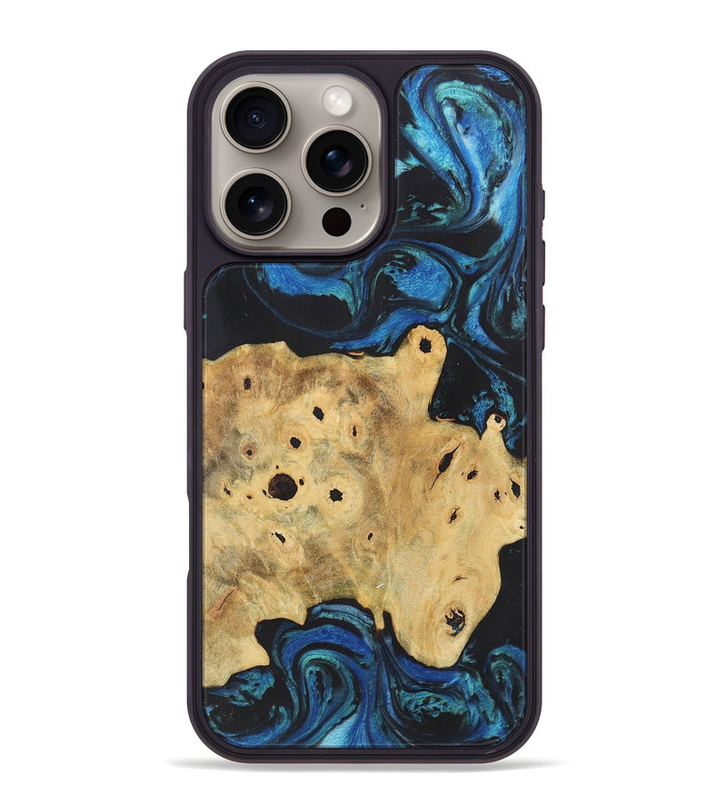 iPhone 16 Pro Max Wood+Resin Phone Case - Dolores (Blue, 718632)