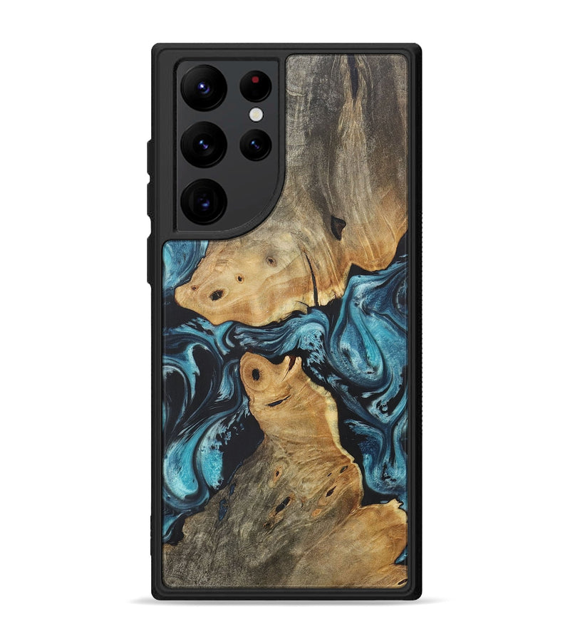 Galaxy S22 Ultra Wood+Resin Phone Case - Hendrix (Blue, 718634)