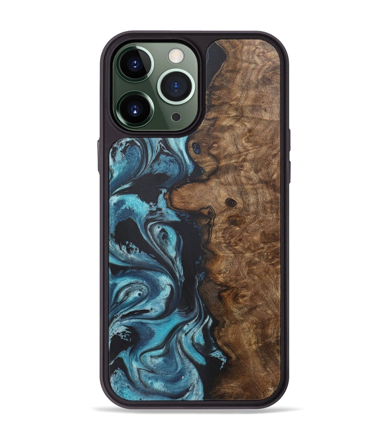 iPhone 13 Pro Max Wood+Resin Phone Case - Kiana (Blue, 718636)