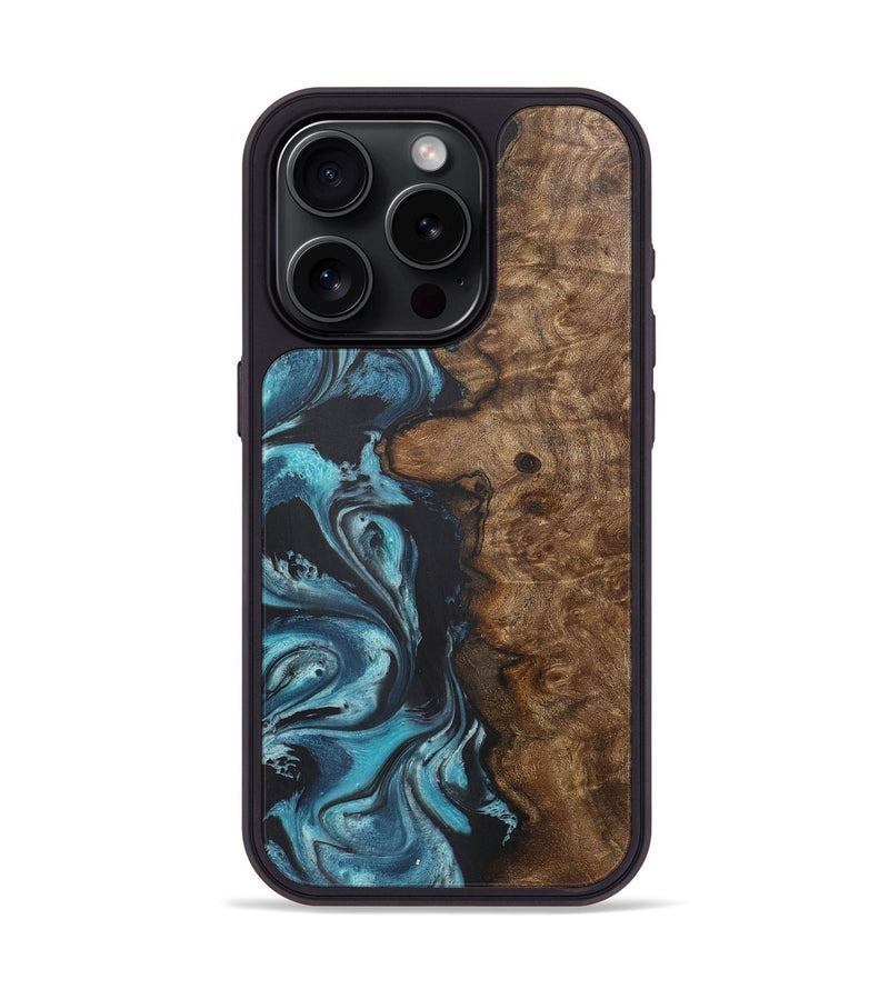 iPhone 15 Pro Wood+Resin Phone Case - Kiana (Blue, 718636)